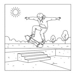 Skateboard Tricks Coloring Page - Printable Coloring page