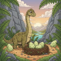 Brontosaurus With Eggs Coloring Page - Origin image