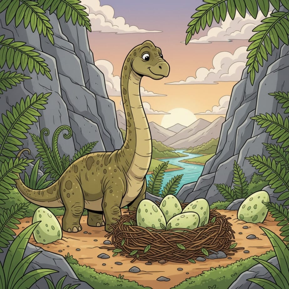Brontosaurus With Eggs Coloring Page 2