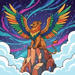 Griffin On Cliff Coloring Page - Origin image