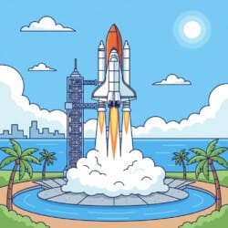 Space Shuttle Launch Coloring Page - Origin image