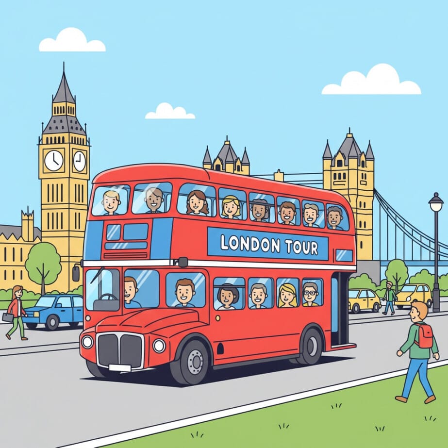 Double Decker Bus Coloring Page 2