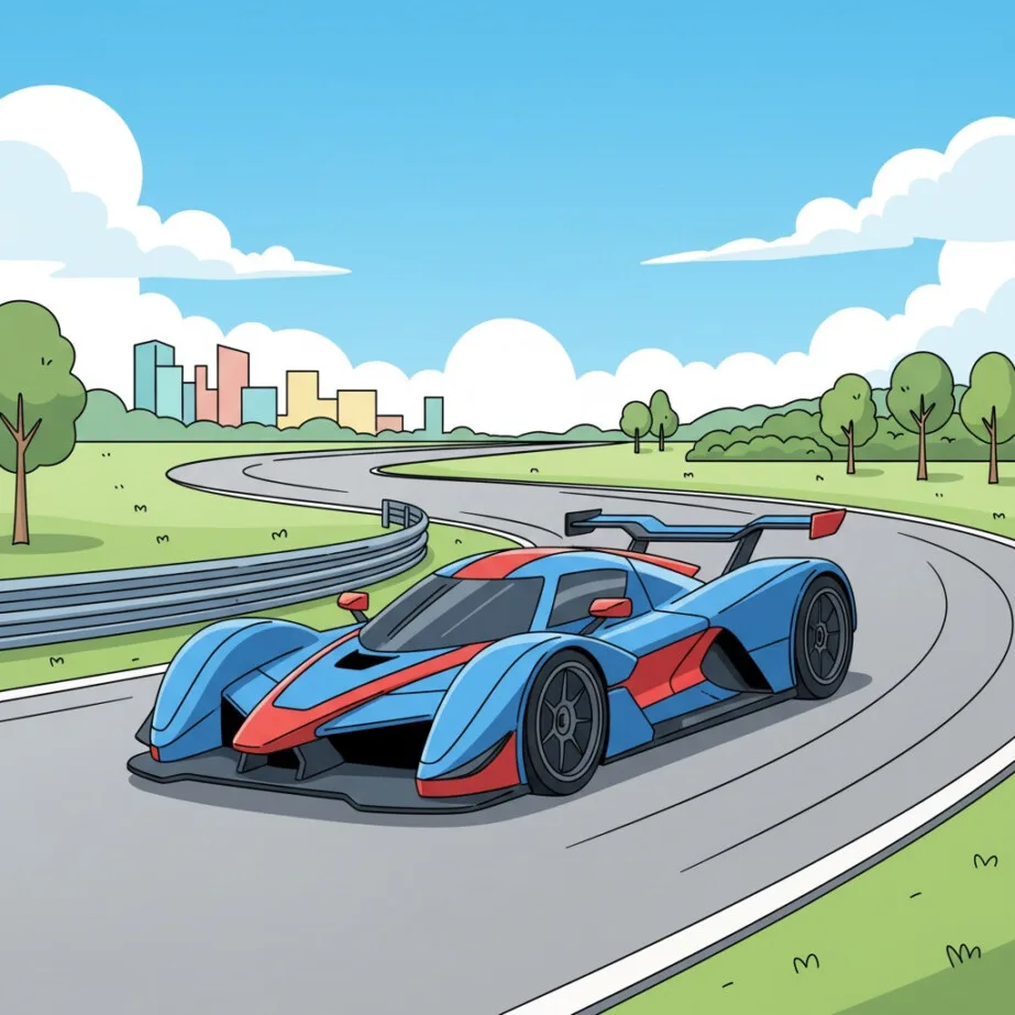 Race Car On Track Coloring Page 2