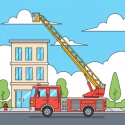 Fire Truck With Ladder Coloring Page - Origin image