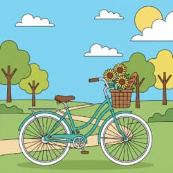 Bicycle With Basket Coloring Page - Origin image