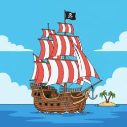 Pirate Ship Coloring Page - Origin image