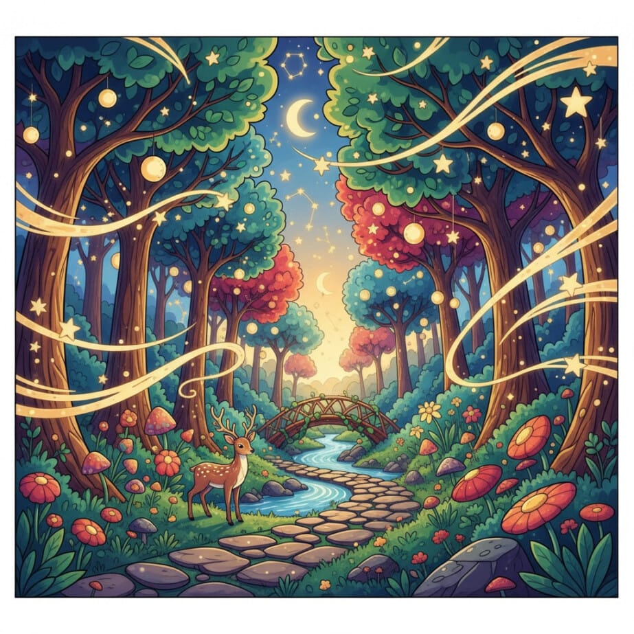 Enchanted Forest Path Coloring Page 2