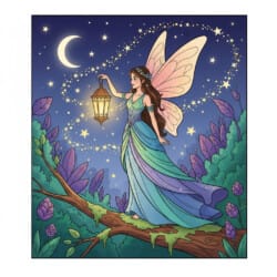 Fairy With Lantern Coloring Page - Origin image