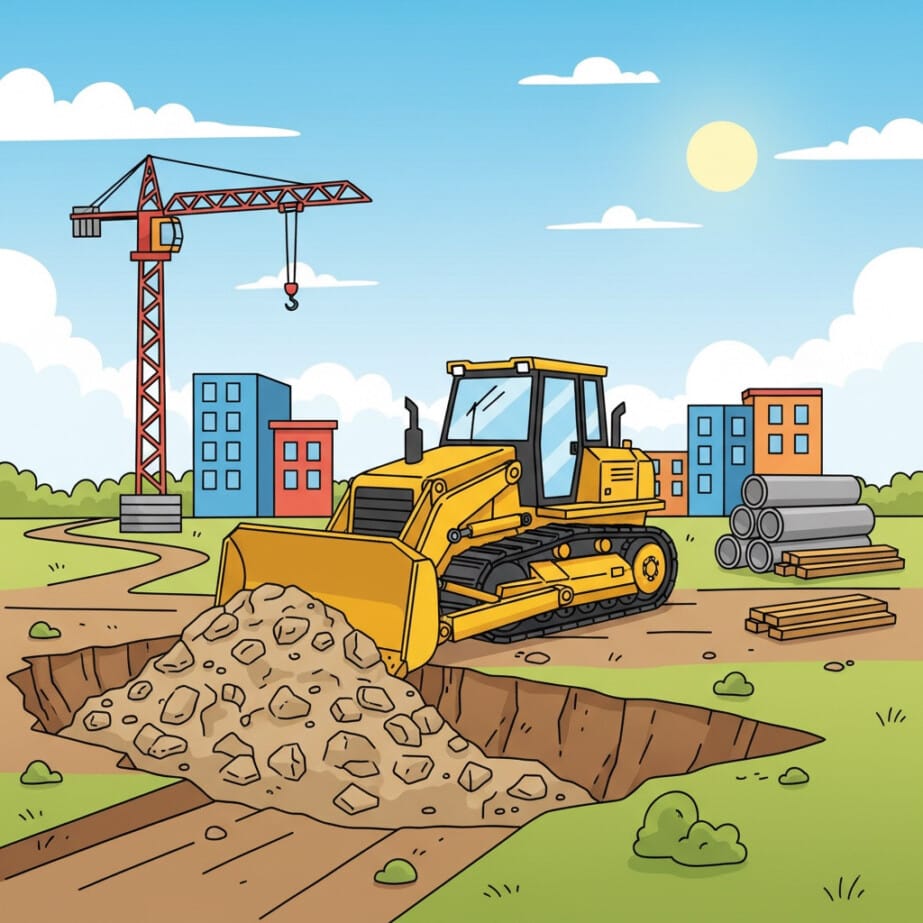 Bulldozer At Site Coloring Page 2