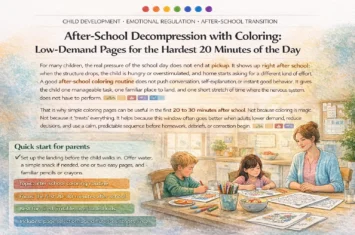 After-School Decompression with Coloring: Low-Demand Pages for the Hardest 20 Minutes of the Day