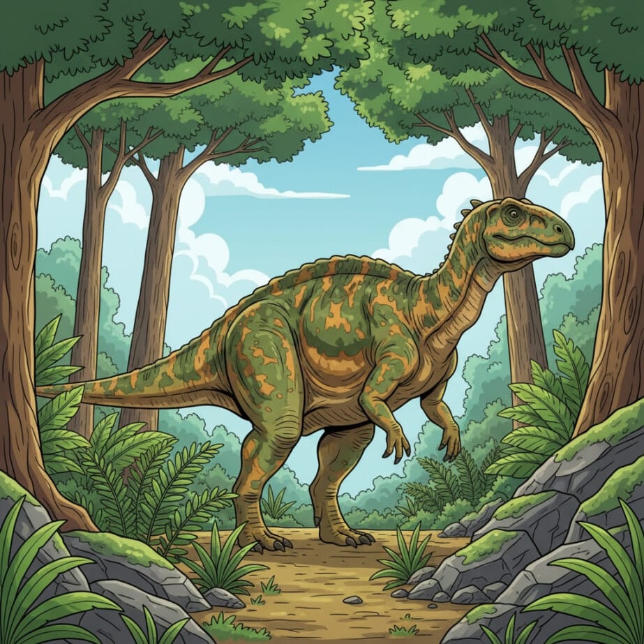 Iguanodon In Forest Coloring Page 2