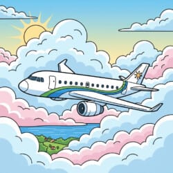 Airplane In Clouds Coloring Page - Origin image