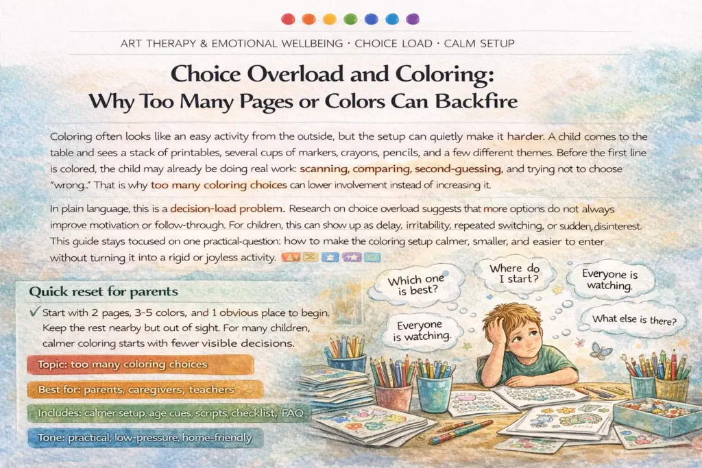 Choice Overload and Coloring: Why Too Many Pages or Colors Can Backfire