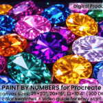 Colorful Gemstones Paint By Number For Procreate – Jewel Art | Digital Download