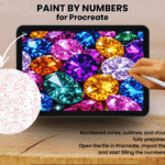 Colorful Gemstones Paint By Number For Procreate – Jewel Art | Digital Download