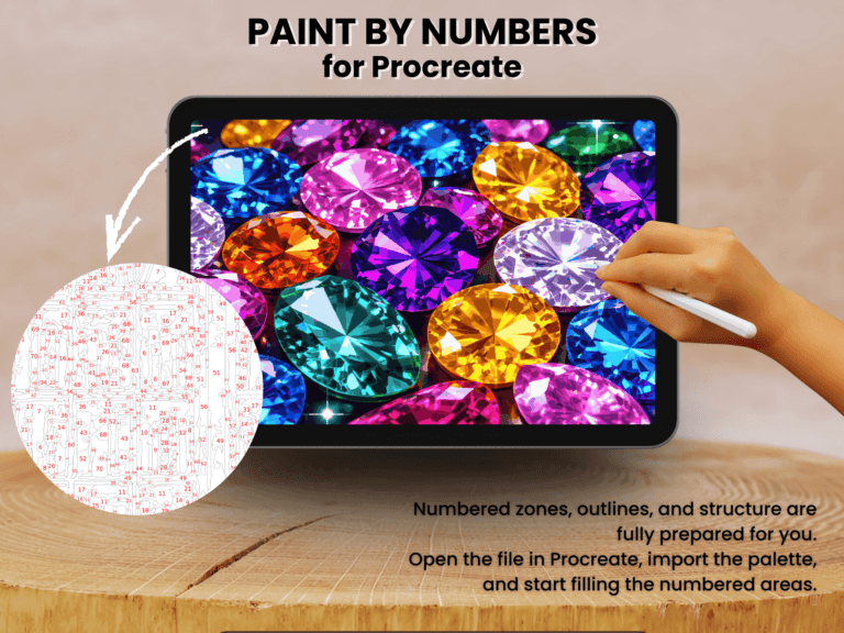 Colorful Gemstones Paint By Number For Procreate – Jewel Art | Digital Download 2