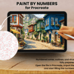 Colorful Old Town Street Paint By Number For Procreate – Mediterranean Village | Digital Download