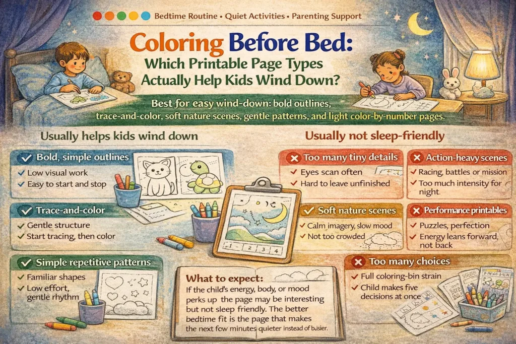 Coloring Before Bed: Which Printable Page Types Actually Help Kids Wind Down?