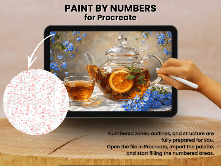 Cozy Herbal Tea Paint By Number For Procreate – Floral Still Life | Digital Download 2