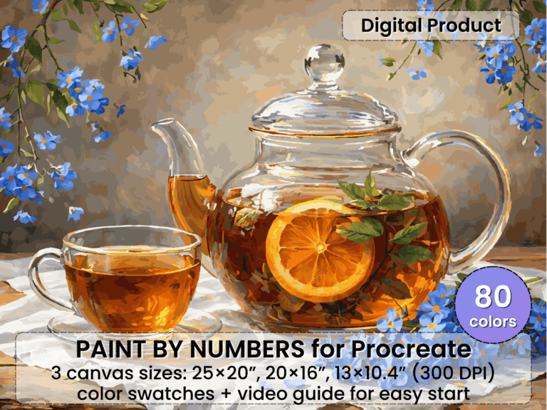 Cozy Herbal Tea Paint By Number For Procreate – Floral Still Life | Digital Download