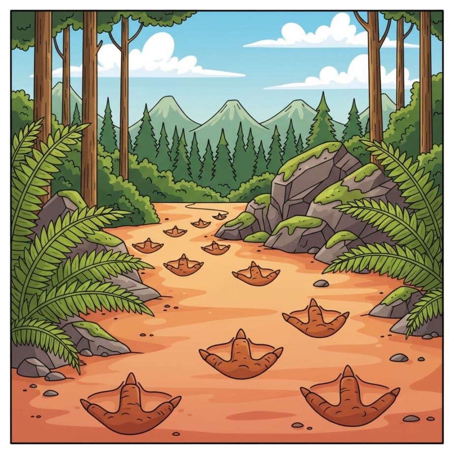 Dino Footprint Trail Coloring Page 2