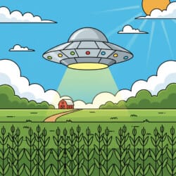 Ufo Over Field Coloring Page - Origin image