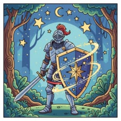 Knight And Shield Coloring Page - Origin image