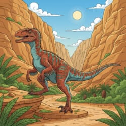 Utahraptor In Canyon Coloring Page - Origin image