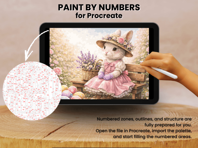 Easter Bunny Paint By Number Procreate – Spring Rabbit Art (Digital Download) 2