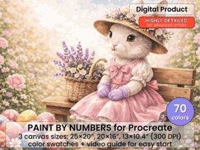 Easter Bunny Paint By Numbers For Procreate – Pastel Spring Art (Digital Download)