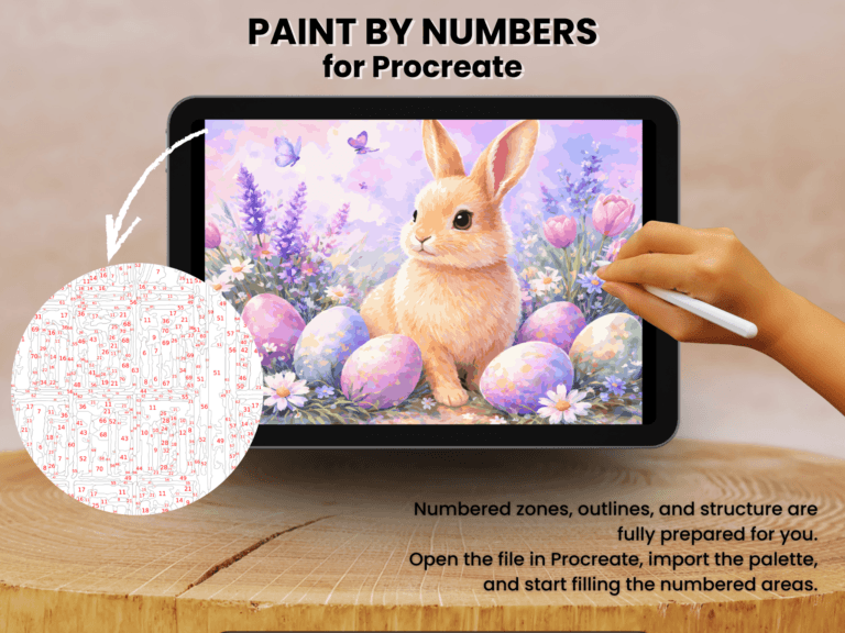 Easter Bunny Paint By Numbers For Procreate – Pastel Spring Art (Digital Download) 2