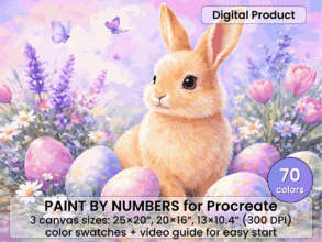 Easter Bunny Paint By Number Procreate – Spring Rabbit Art (Digital Download)