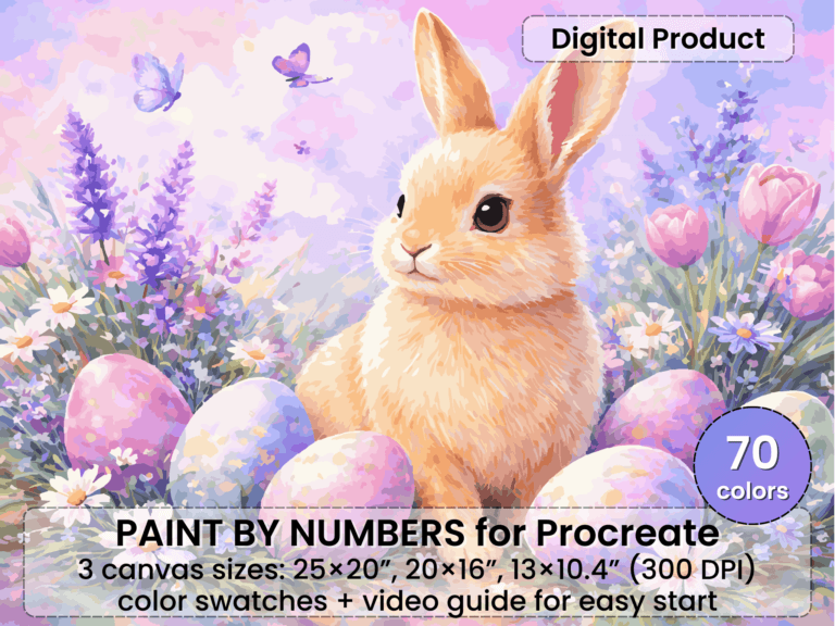 Easter Bunny Paint By Numbers For Procreate – Pastel Spring Art (Digital Download)