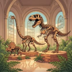 Dino Skeleton Museum Coloring Page - Origin image