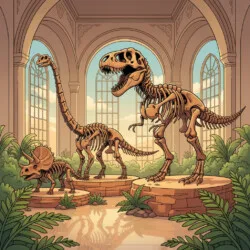 Kolorowanka: Muzeum Szkieletów Dinozaurów - Obraz pochodzenia