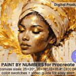 Golden Goddess Paint By Number For Procreate – Luxury Portrait Art | Digital Download