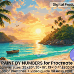 Golden Shore Cove Paint By Number For Procreate – Tropical Evening | Digital Download