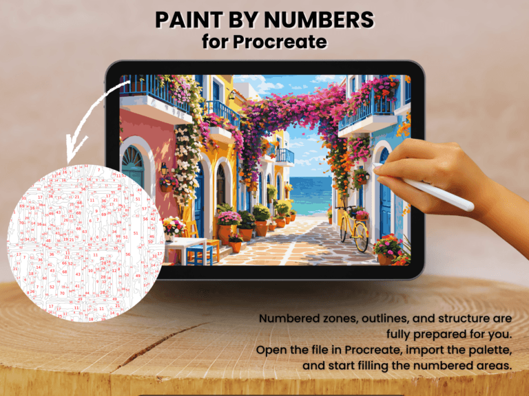 Mediterranean Street Paint By Number, Procreate IPad Art (Digital Download) 2