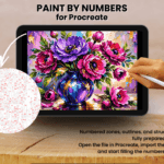 Peony Bouquet In Blue Vase Paint By Number For Procreate – Floral Art | Digital Download