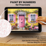 Pink Cottage Door Paint By Number For Procreate – Charming Street Art | Digital Download