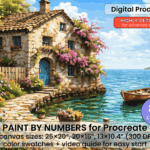 Seaside Stone House Paint By Number For Procreate – Mediterranean Calm | Digital Download