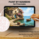 Seaside Stone House Paint By Number For Procreate – Mediterranean Calm | Digital Download