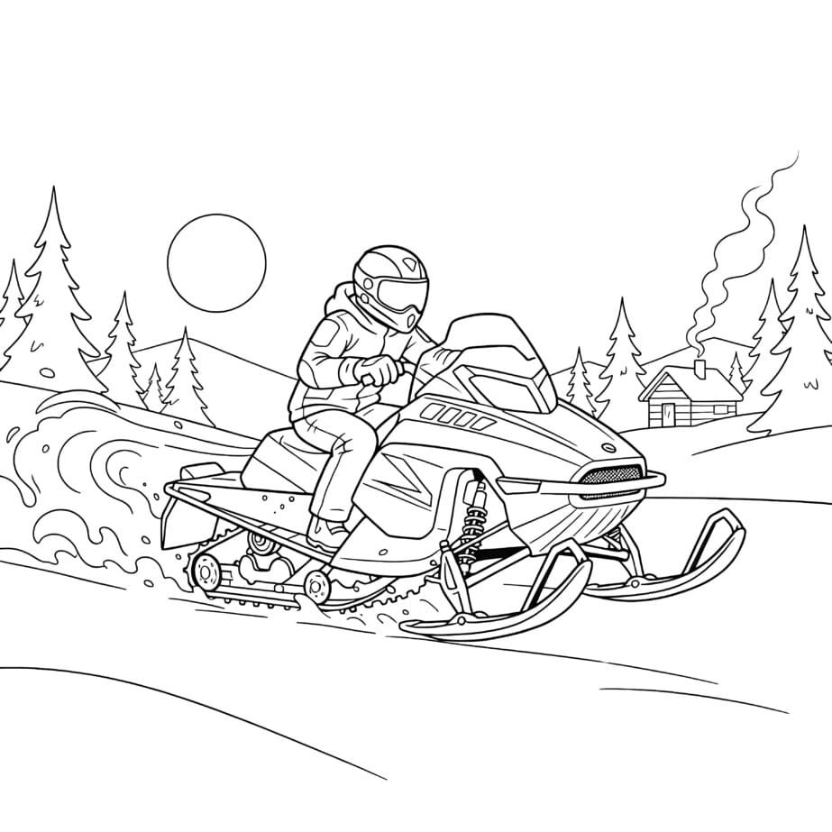 Snowmobile Coloring Page