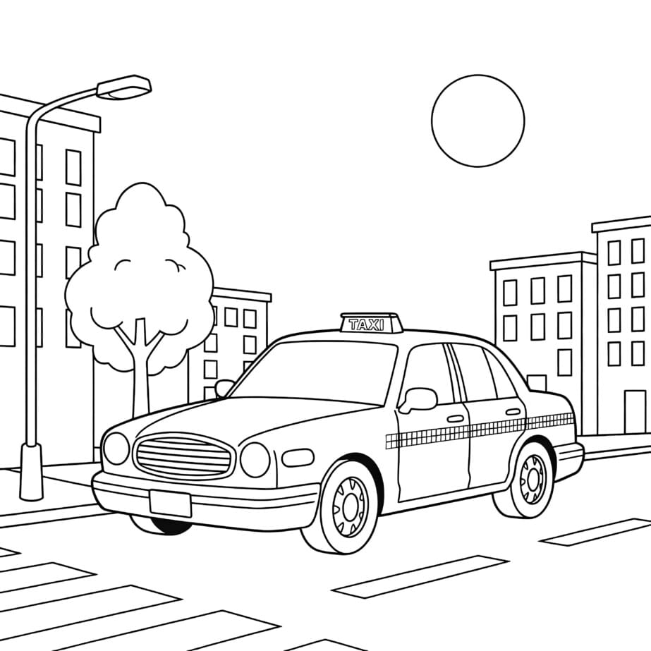 Taxi Cab Coloring Page