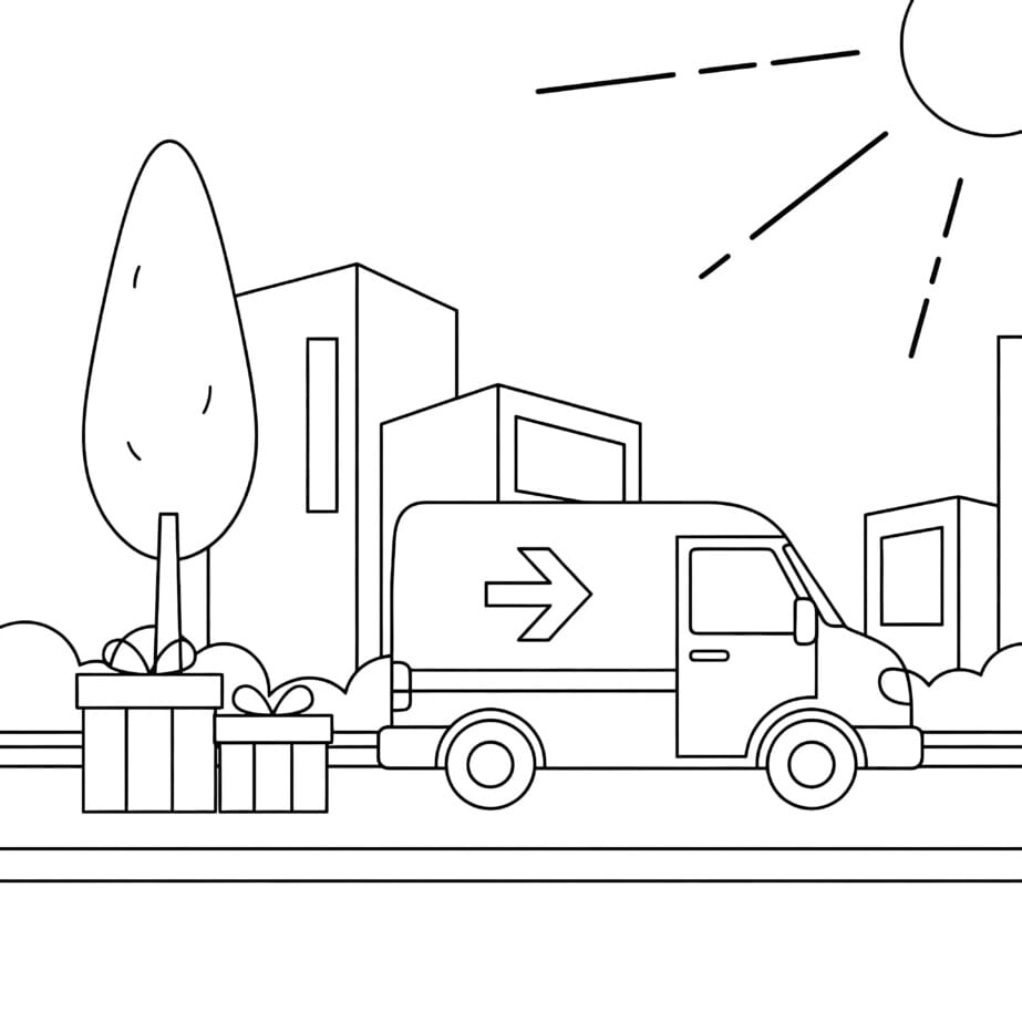 Delivery Van Coloring Page
