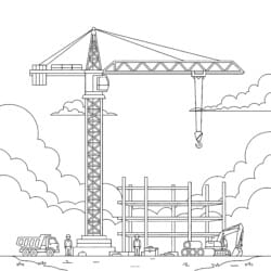 Construction Crane Coloring Page - Printable Coloring page
