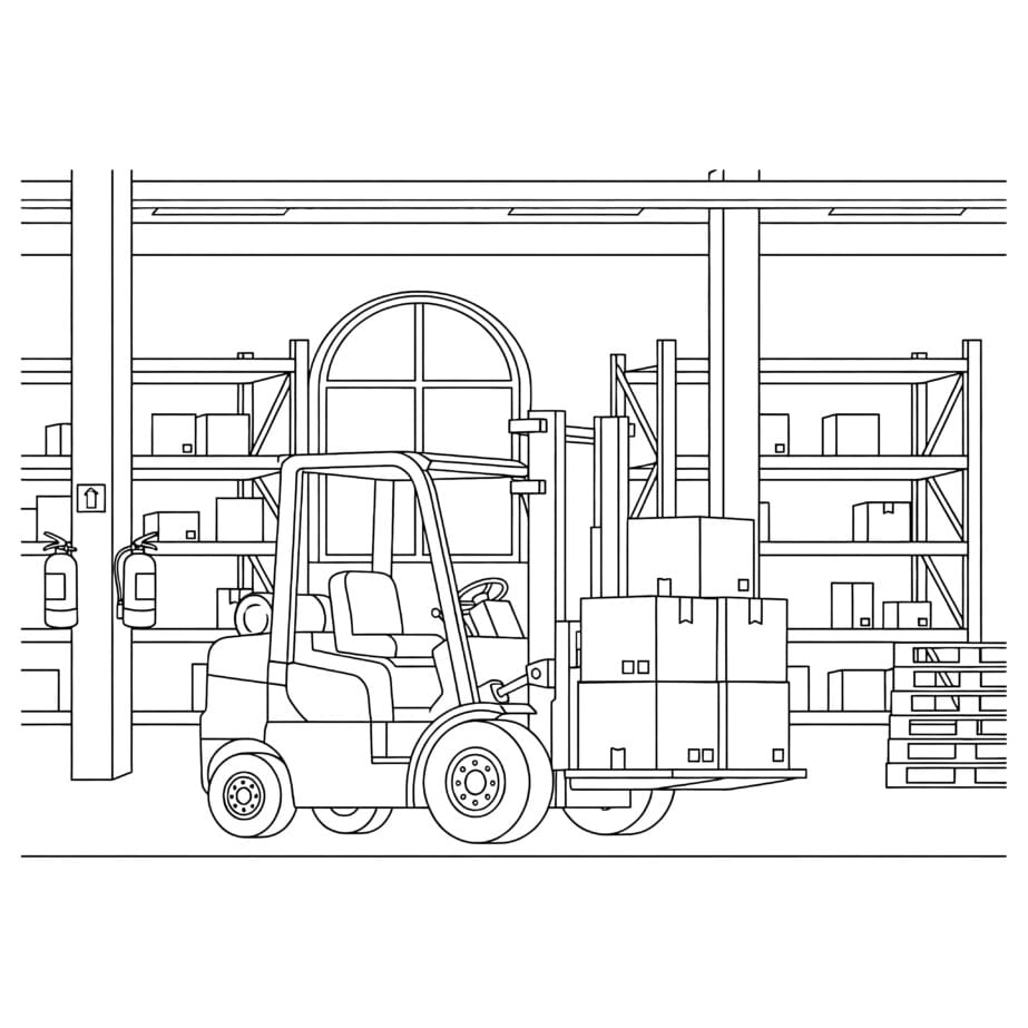 Forklift Coloring Page