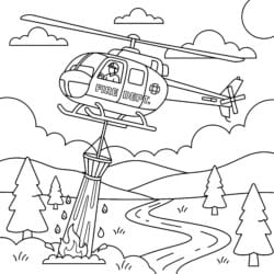 Firefighter Helicopter Coloring Page - Printable Coloring page