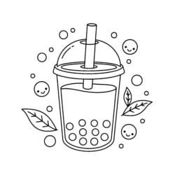 Bubble Tea Cup Coloring Page - Printable Coloring page