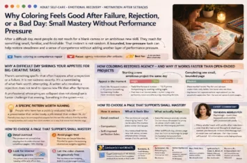 Why Coloring Feels Good After Failure, Rejection, or a Bad Day: Small Mastery Without Performance Pressure